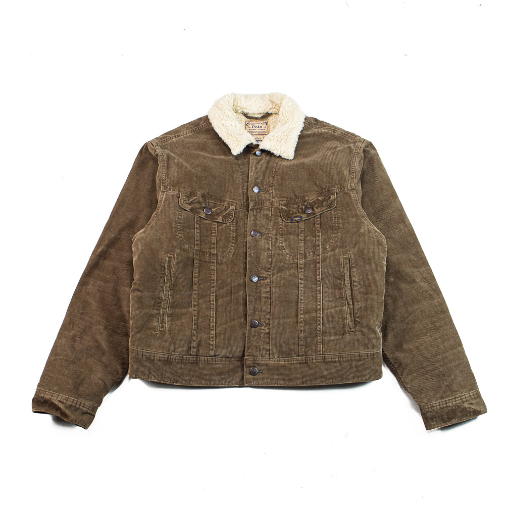 Fleece-Lined Corduroy Trucker Jacket (Brown) – Corporate