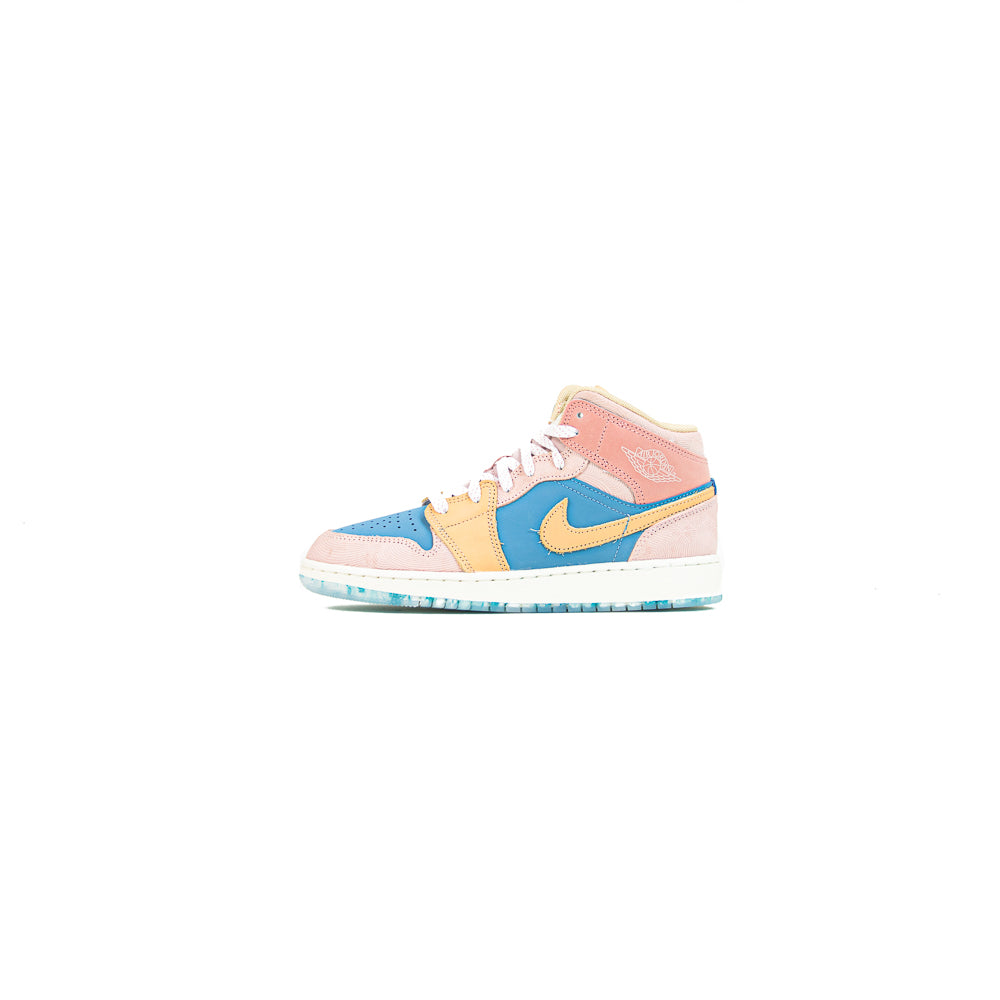 Air Jordan 1 Mid SS (GS) (Aegean Storm/Hemp-Pink Oxford