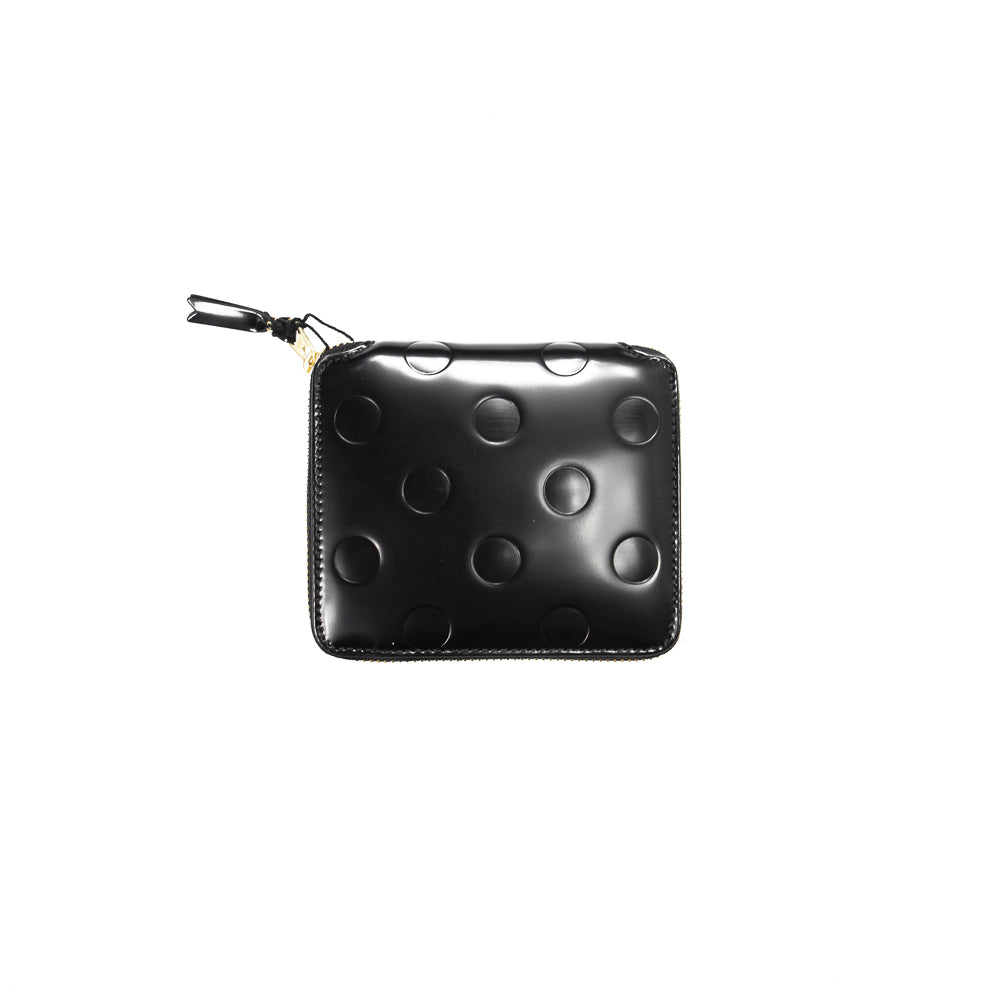 COMME des GARÇONS POLKA DOTS EMBOSSED CDG Polka Dots Embossed Large Zip Wallet (Black) – Corporate