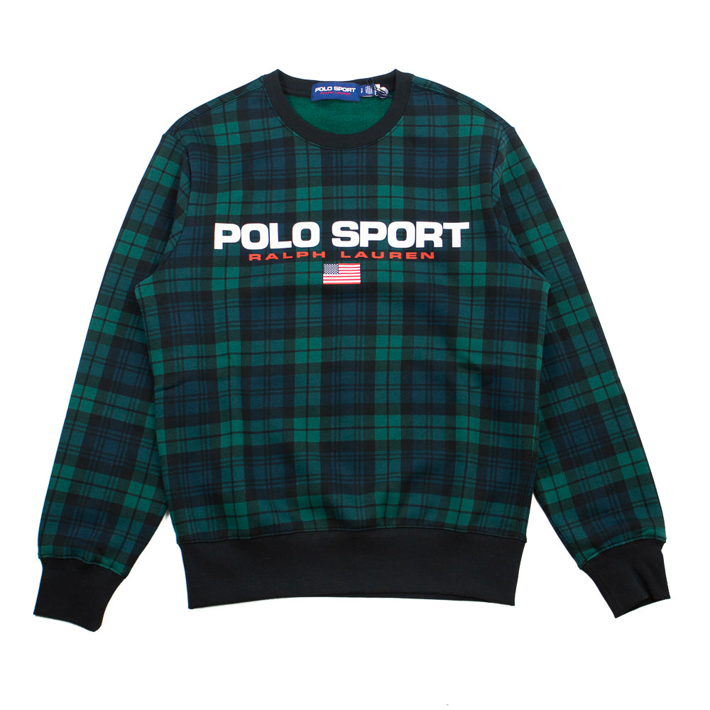 Polo Sport Tartan Fleece Crewneck Sweatshirt (Blackwatch Plaid)