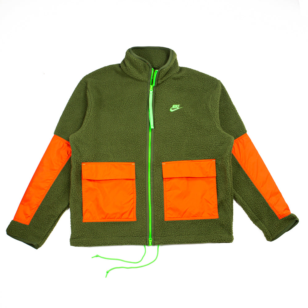 NSW Sport Essentials+ Fleece Full-Zip Jacket (Rough Green/Orange