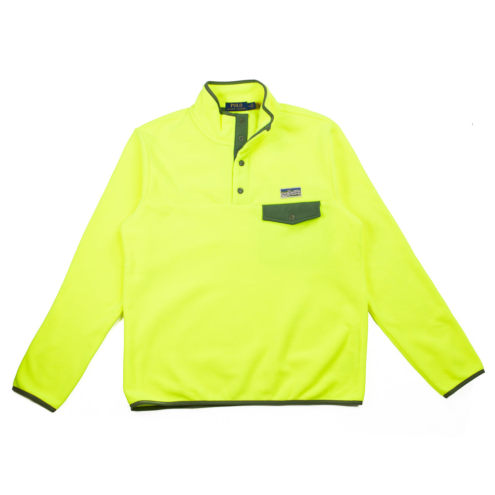 Recycled Poly Snap Mock Neck Voyager Sweatshirt (Safety Yellow
