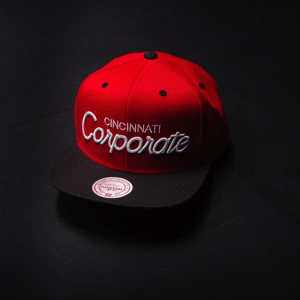 Corporate x Mitchell and Ness snapback (Red/Black)