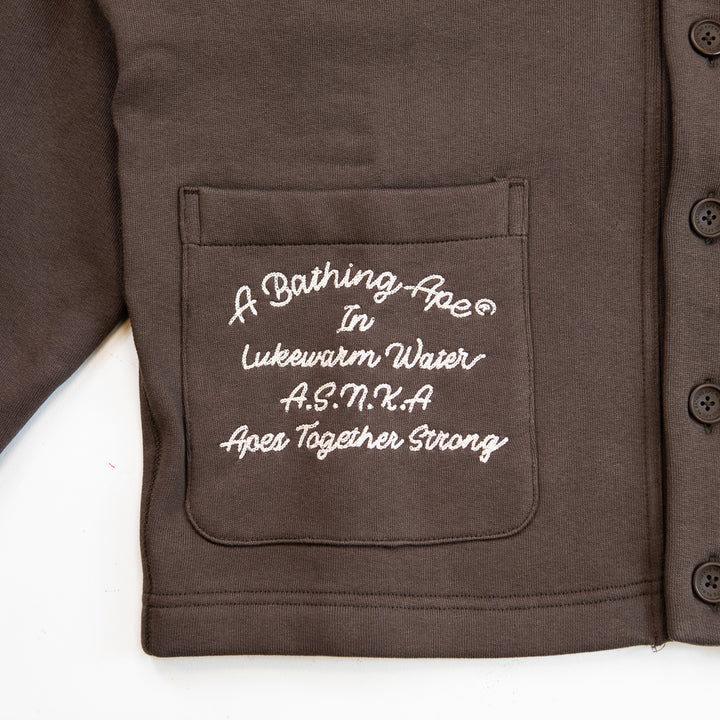 College Badges Sweat Cardigan (Brown)