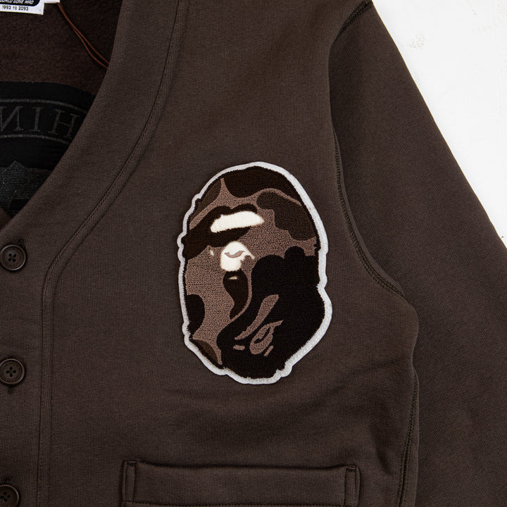 College Badges Sweat Cardigan (Brown)