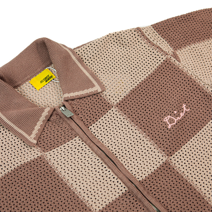 Checker Crochet Shirt (Mauve)