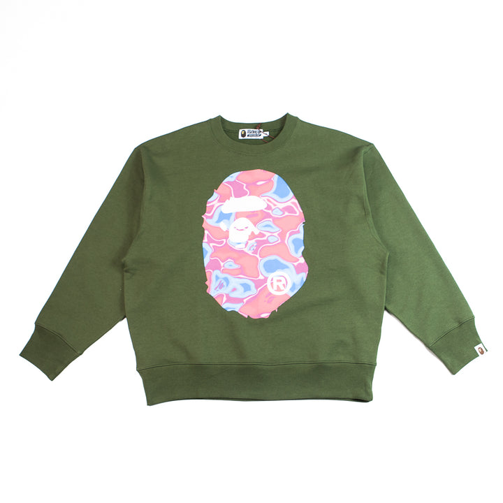 Liquid Camo Big Ape Head Crewneck (Olive)