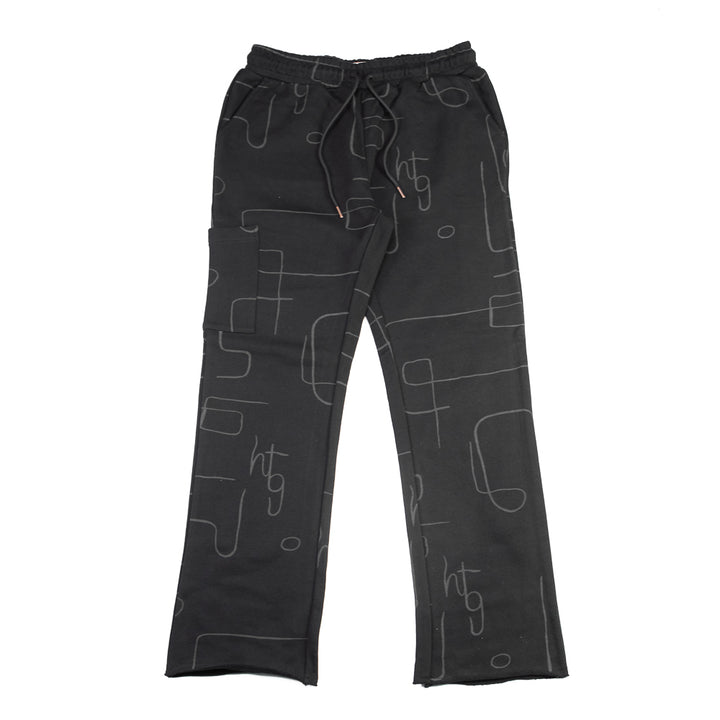 Novelty Printed Terry Pant (Black)