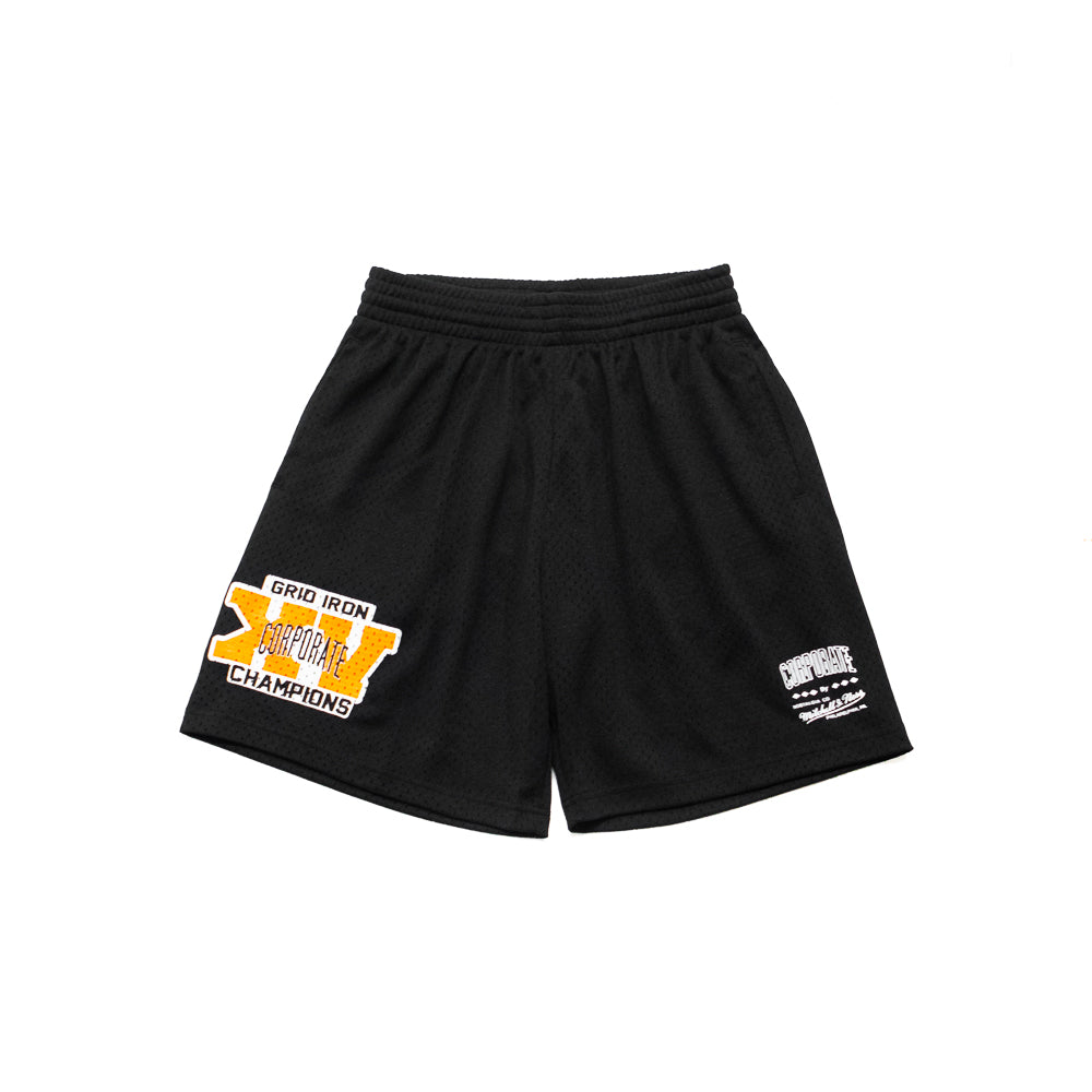 Mitchell Ness Corporate x M N Gridiron Champs Mesh Shorts Black