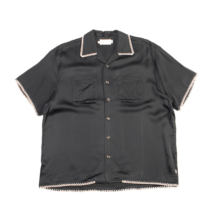 Blanket Stitch Woven Shirt (Black)