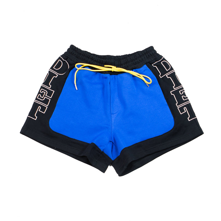 French Terry Row Shorts (Black/Blue)