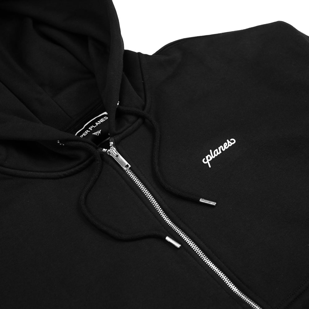 Planes Script Weld Zip-Up Hoodie (Black)