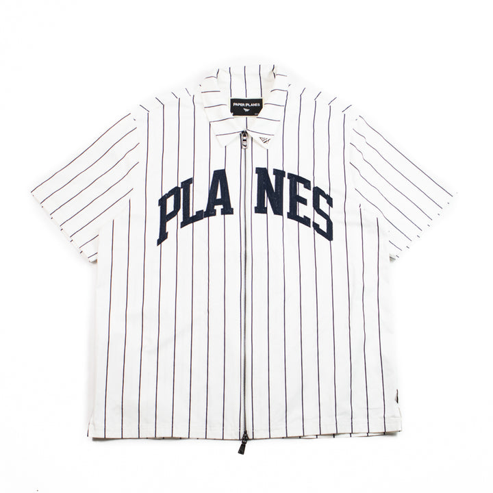 Planes Pinstripe Work Shirt (Cream/Navy)