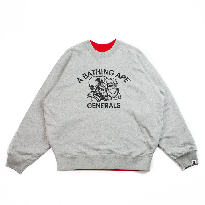 Bape Logo Reversible Loose Fit Crewneck Sweatshirt (Gray)
