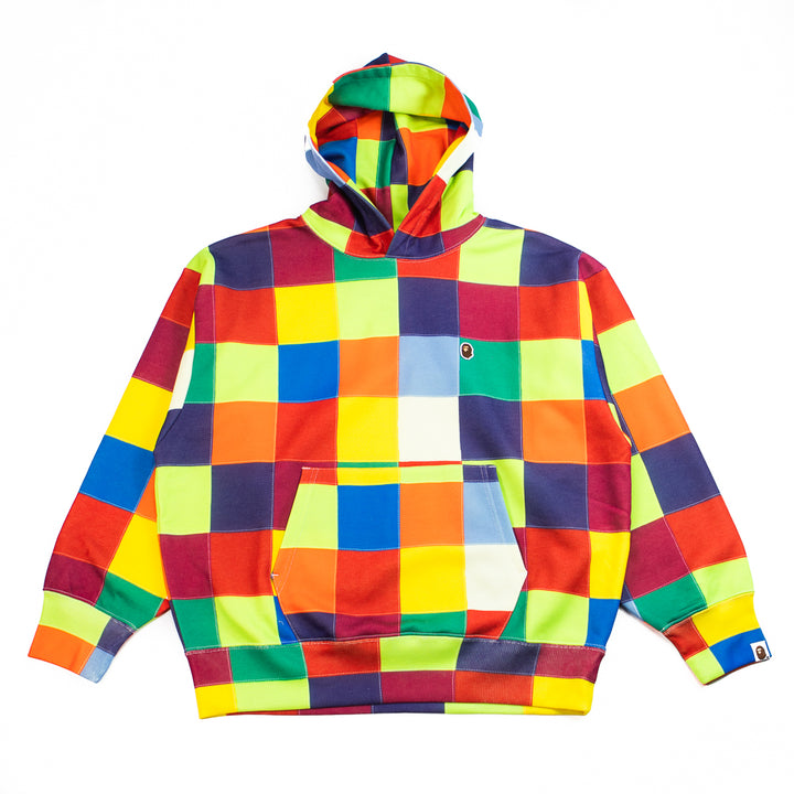 Multi Color Patchwork Pullover Hoodie (Multi)
