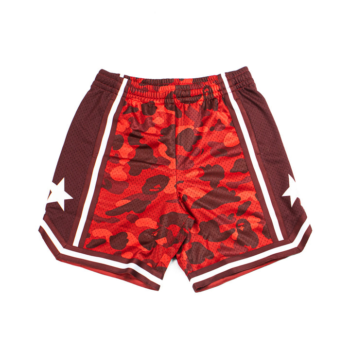 Color Camo Mesh Relaxed Fit Shorts (Red)