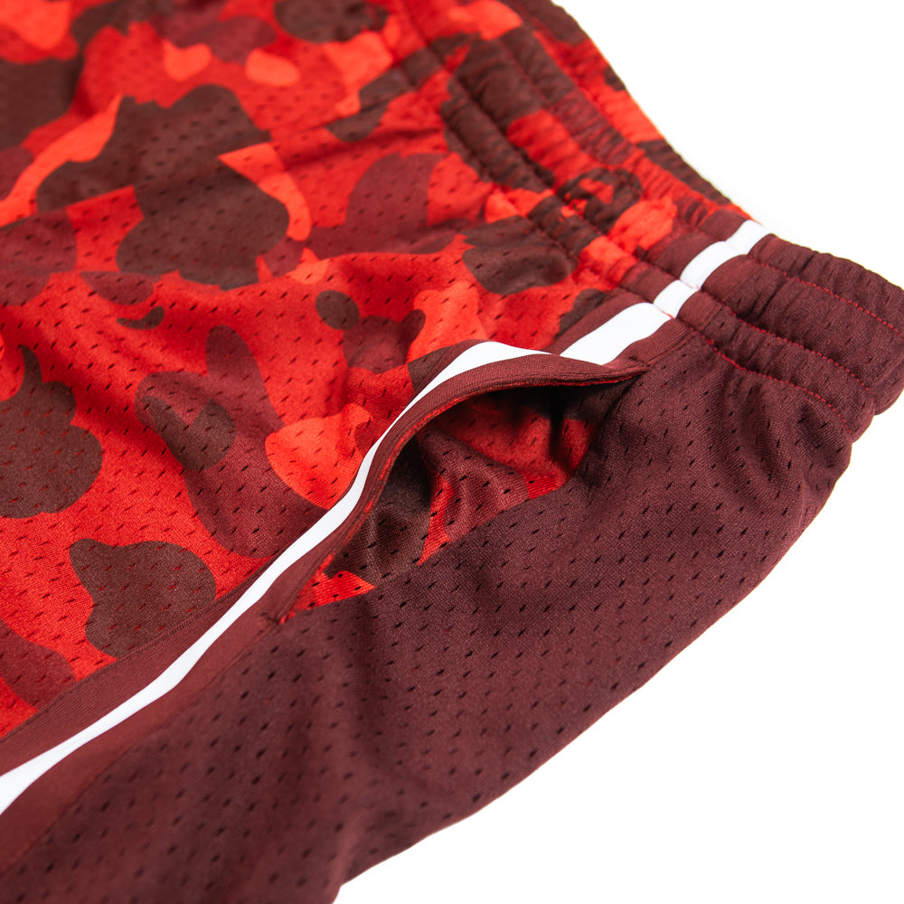 Color Camo Mesh Relaxed Fit Shorts (Red)
