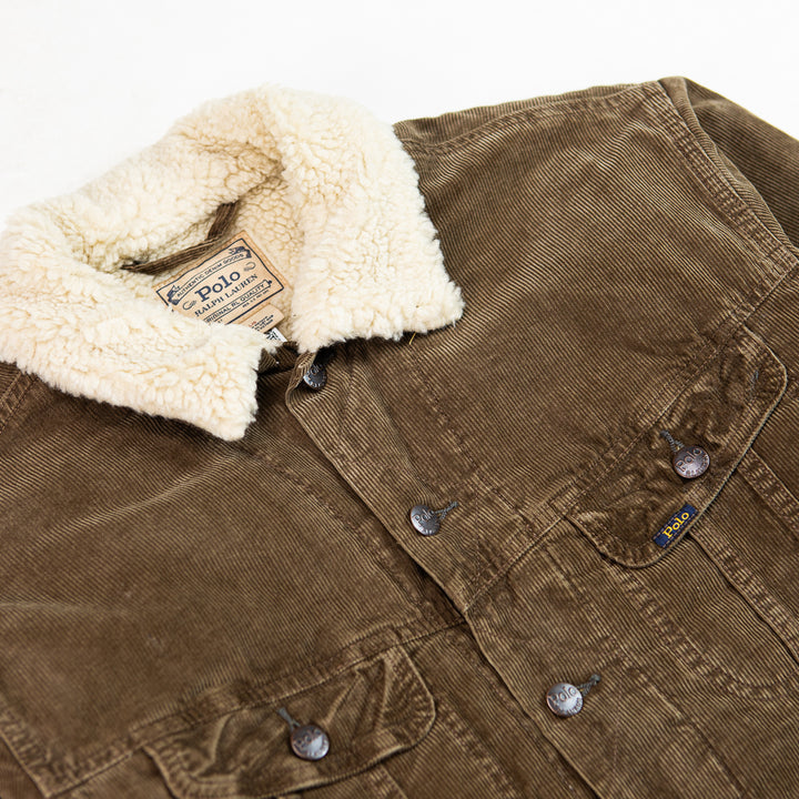 Fleece-Lined Corduroy Trucker Jacket (Brown)