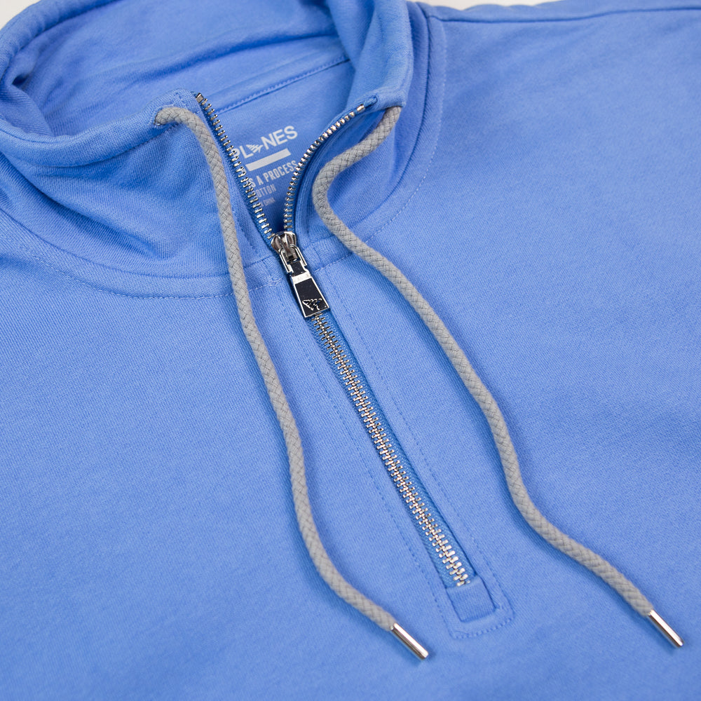 Open Hem Half Zip Sweatshirt (Azure Blue)