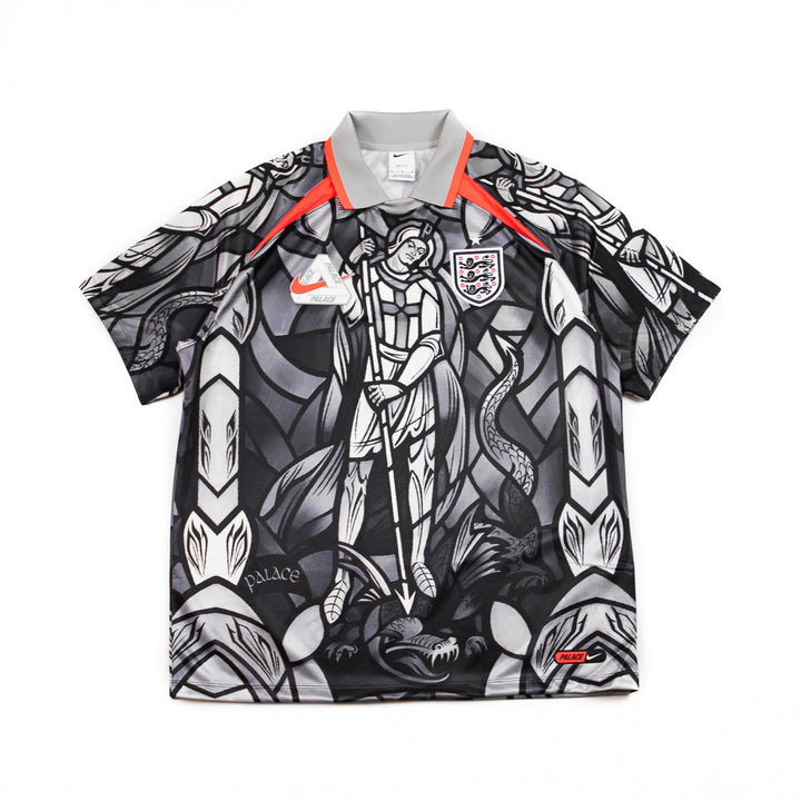 England x Palace Men's Short-Sleeve Jersey (Pewter Grey/Bright Crimson)
