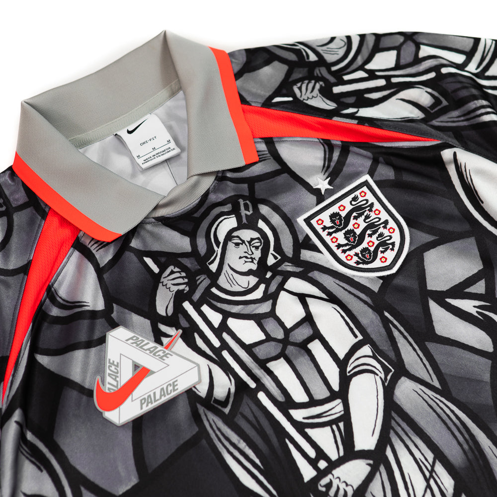 England x Palace Men's Short-Sleeve Jersey (Pewter Grey/Bright Crimson)