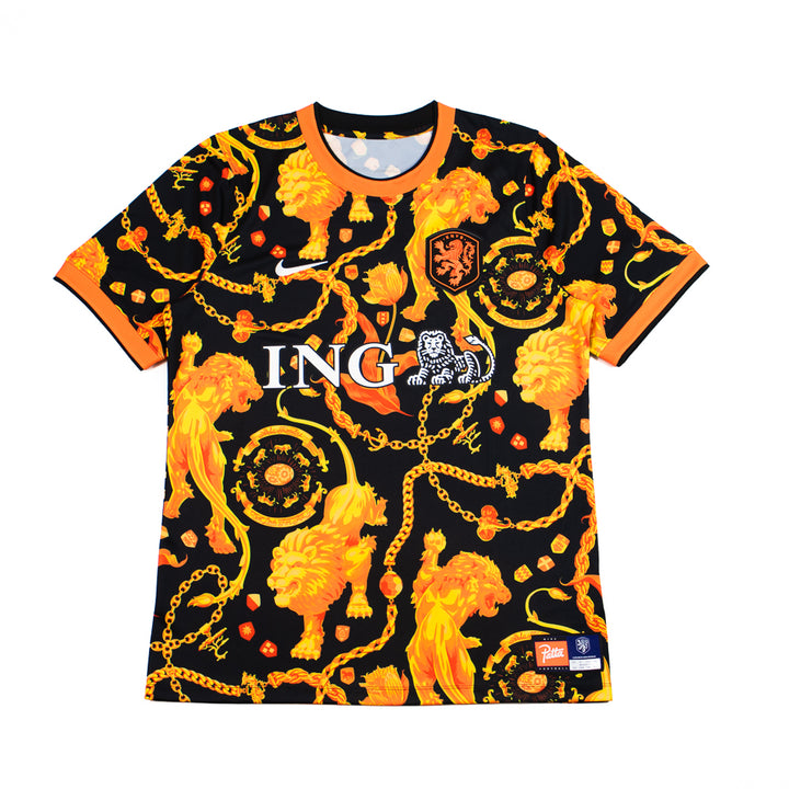 Netherlands x Patta Men's Academy Pro Short-Sleeve Soccer Top (Black/White)