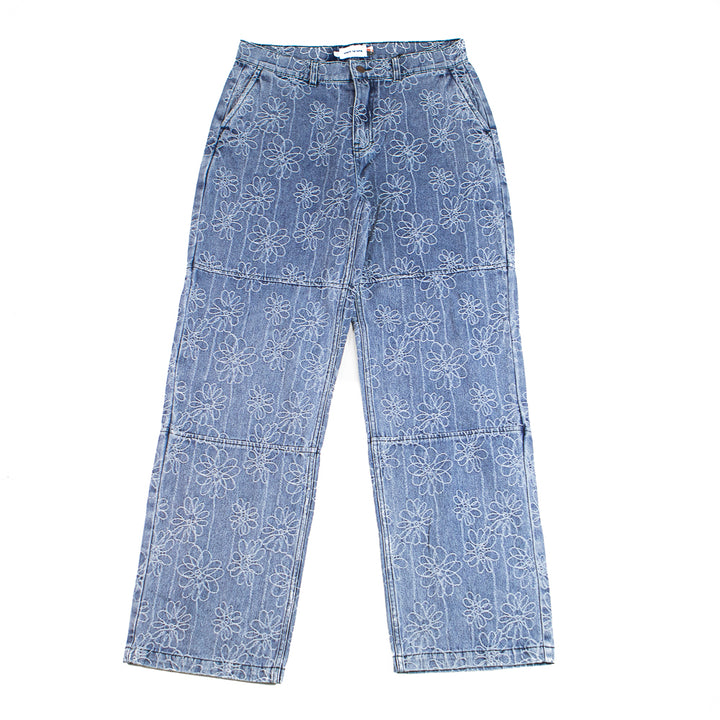 Flower Jacquard Pant (Light Indigo)