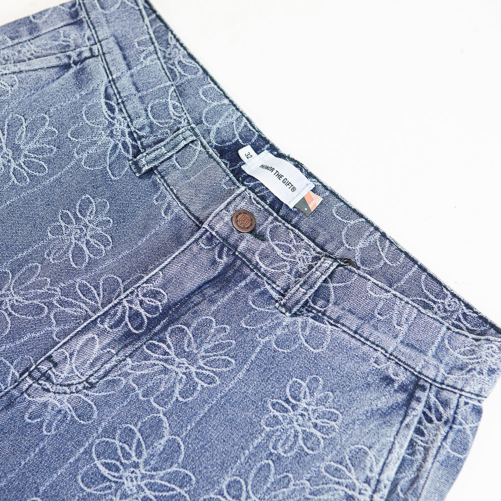 Flower Jacquard Pant (Light Indigo)