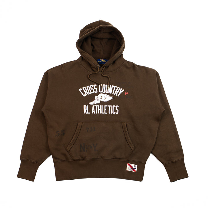 Vintage Fit Fleece Graphic Hoodie (Brown)
