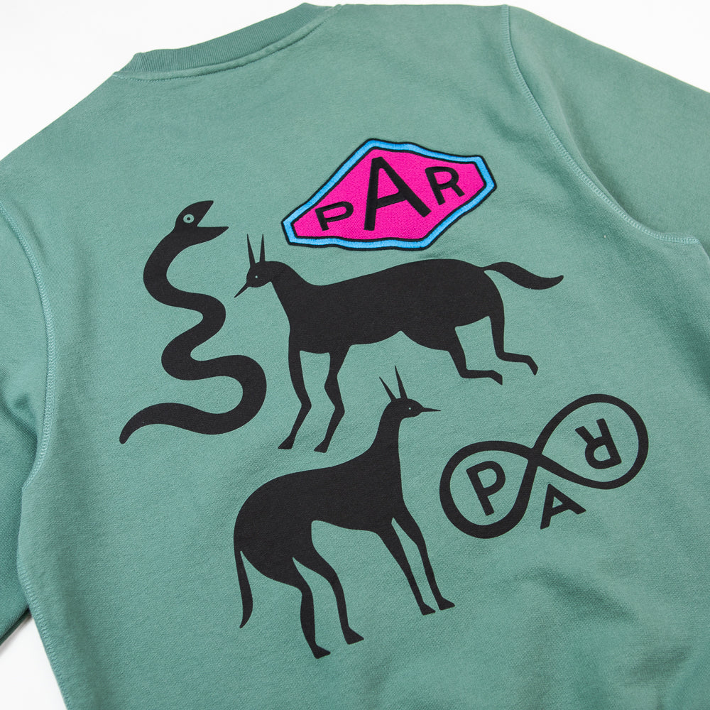 Snaked By A Horse Crew Neck Sweatshirt (Pine Green)