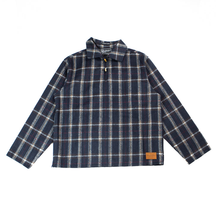 Plaid Brushed Flannel Tunic (Navy Plaid)