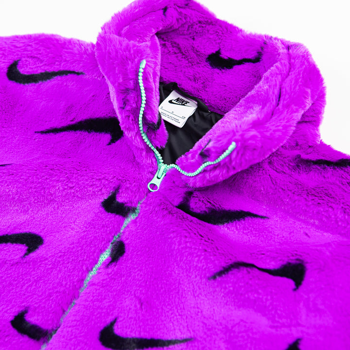 WMNS NSW Plush Jacket (Vivid Purple/Black/Green Glow)