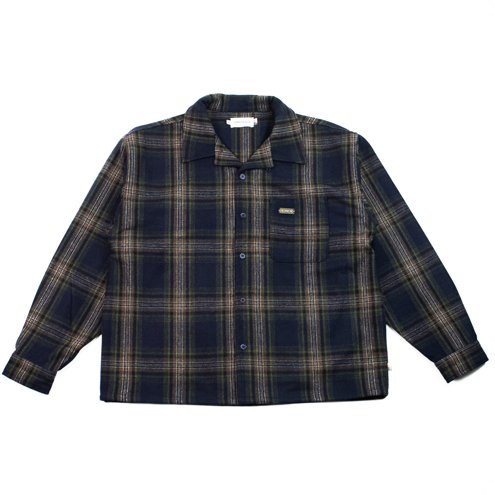 Plaid Flannel L/S Overshirt (Navy)