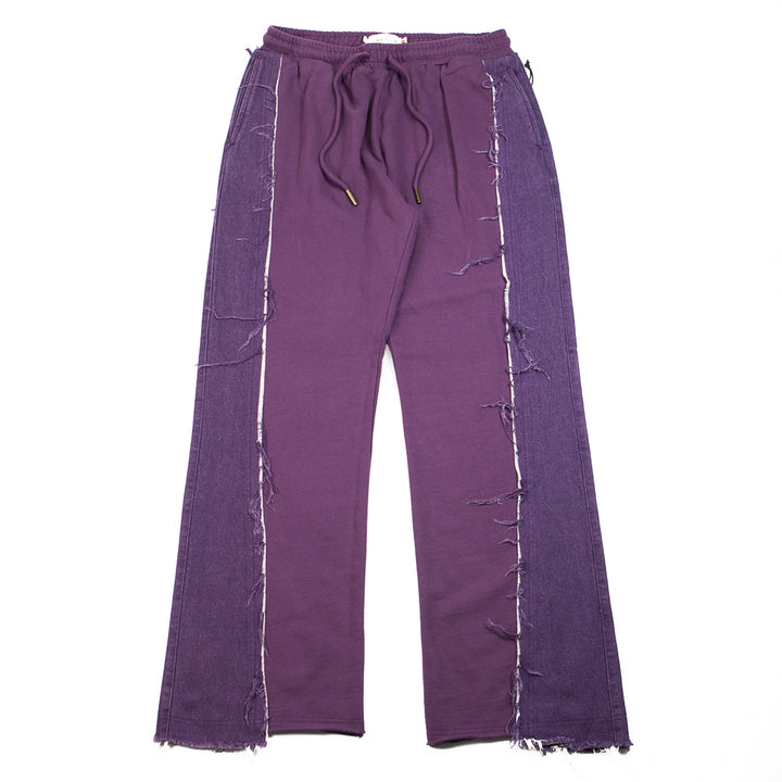 Denim Panel Flare Sweatpant (Purple)