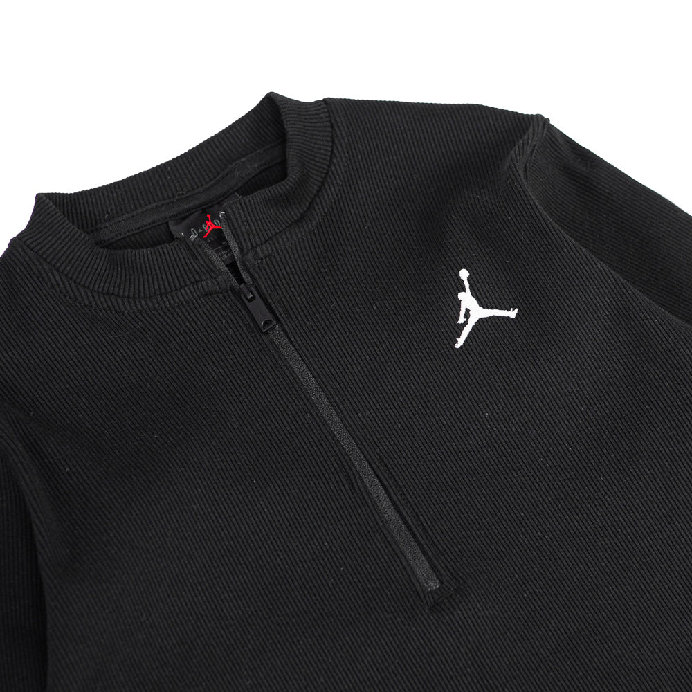 W Jordan 1/2-Zip Long-Sleeve Knit Dress (Black/White)