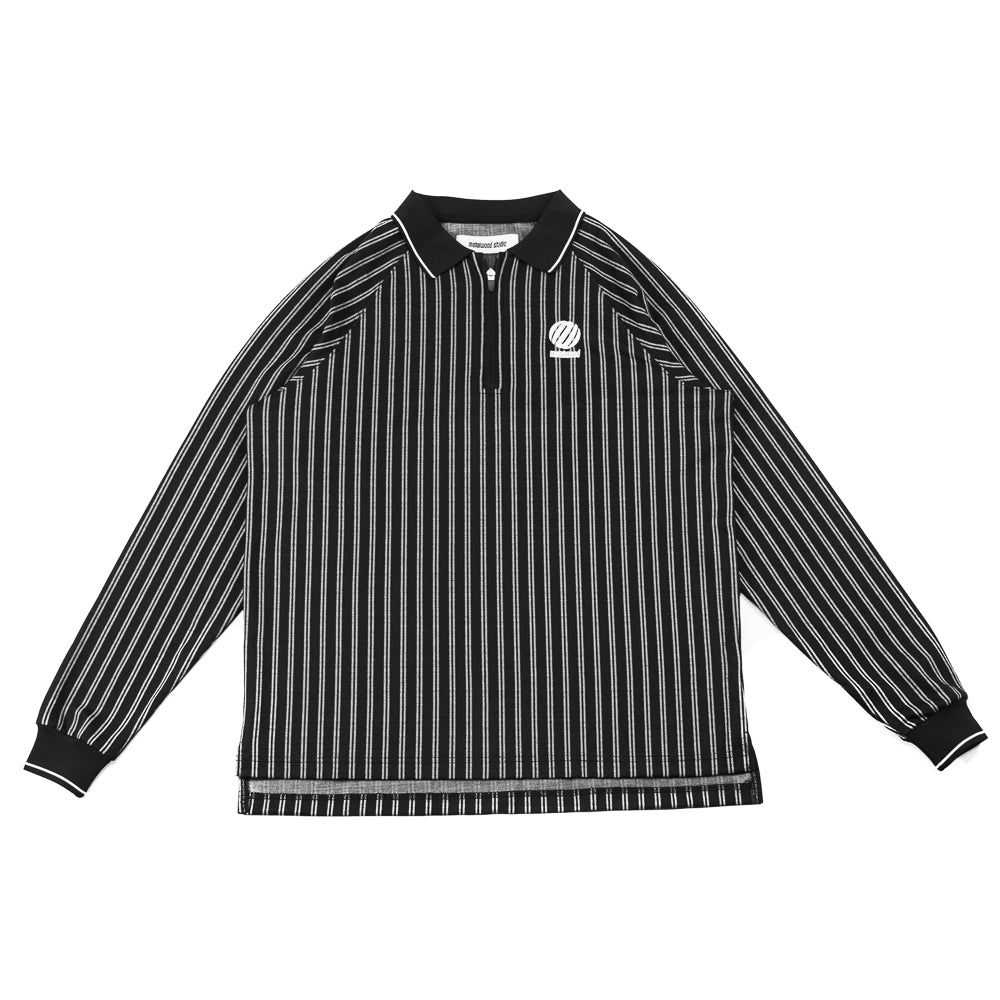 Ribbed L/S Polo (Black)