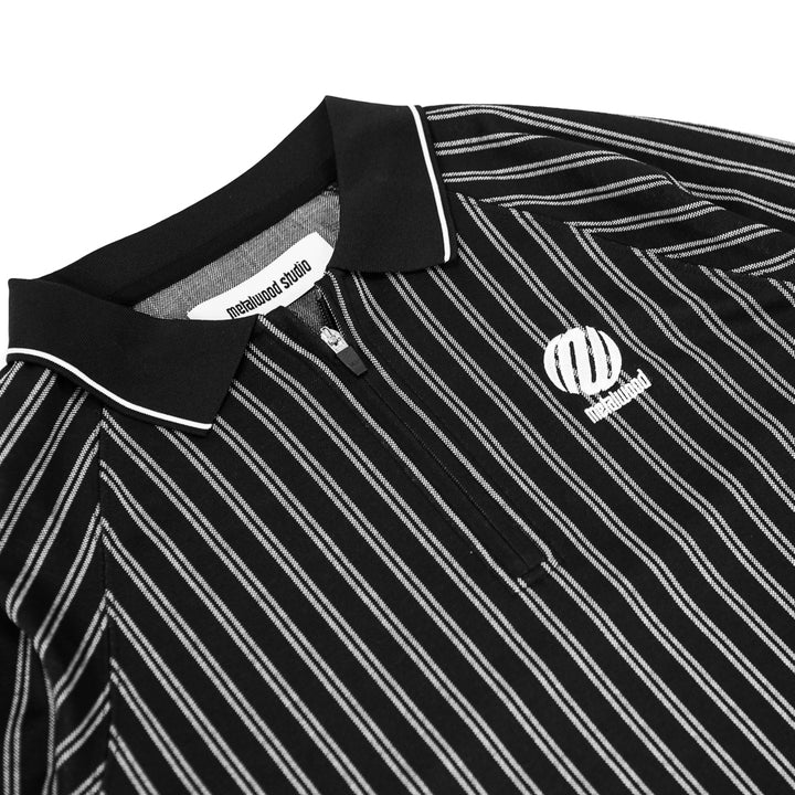 Ribbed L/S Polo (Black)