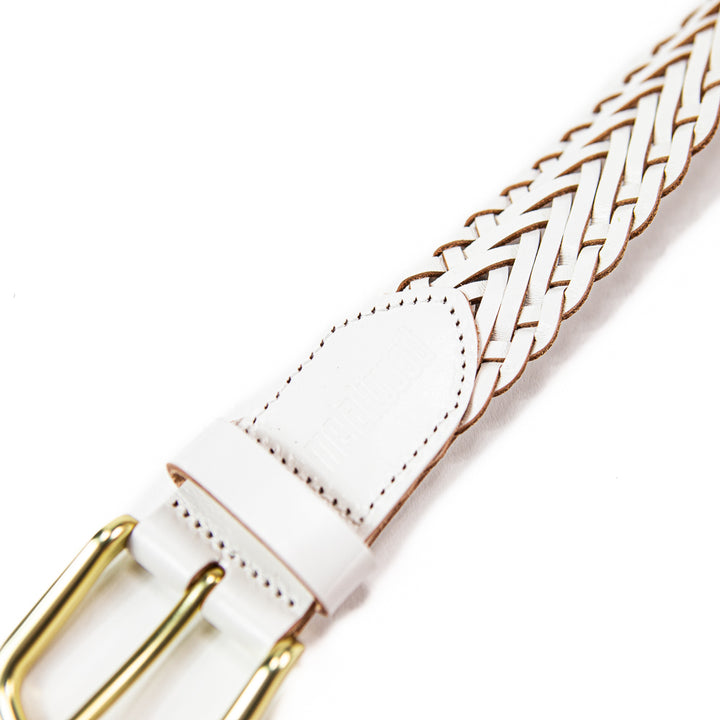 Braided Leather Belt (White)