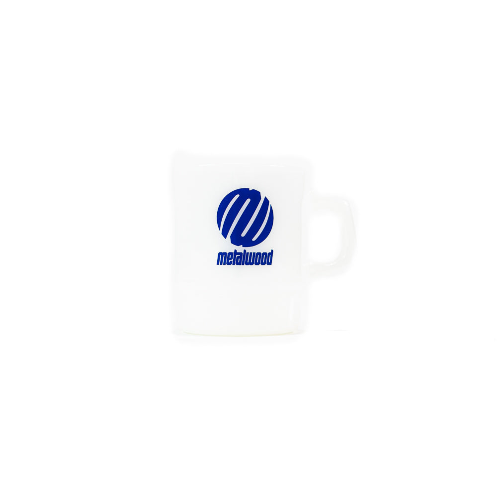 Metal Logo Milk Glass Mug (White)