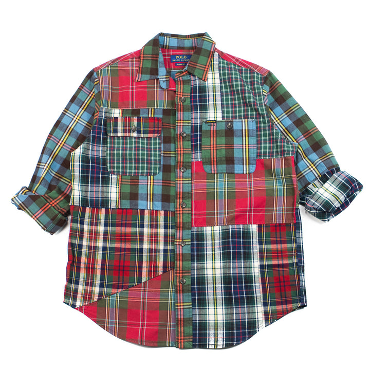 Classic Fit Patchwork Plaid Oxford Shirt (Pieced Ancient Tartan)