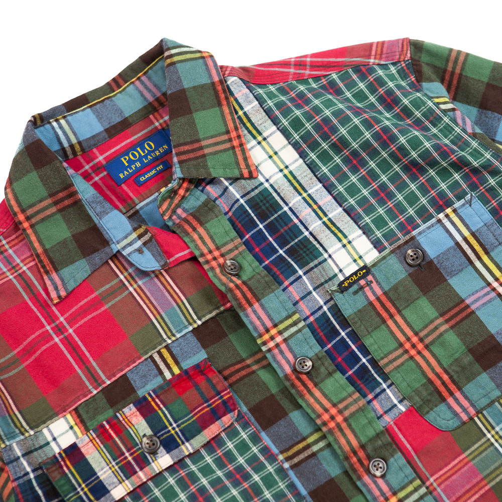 Classic Fit Patchwork Plaid Oxford Shirt (Pieced Ancient Tartan)