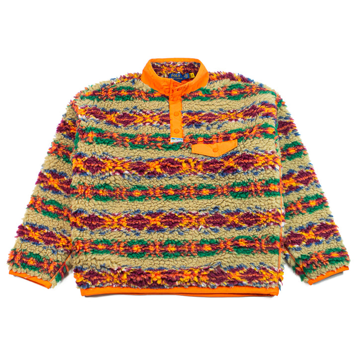 Relaxed Fit Pile Fleece Pullover (Red Rock Fairisle)