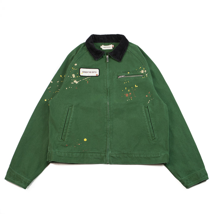 Embroidered Canvas Work Jacket (Forest)