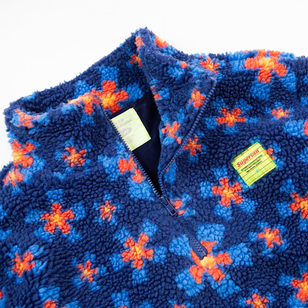 Starburst Sherpa Print 1/4 Zip Shirt (Blue)