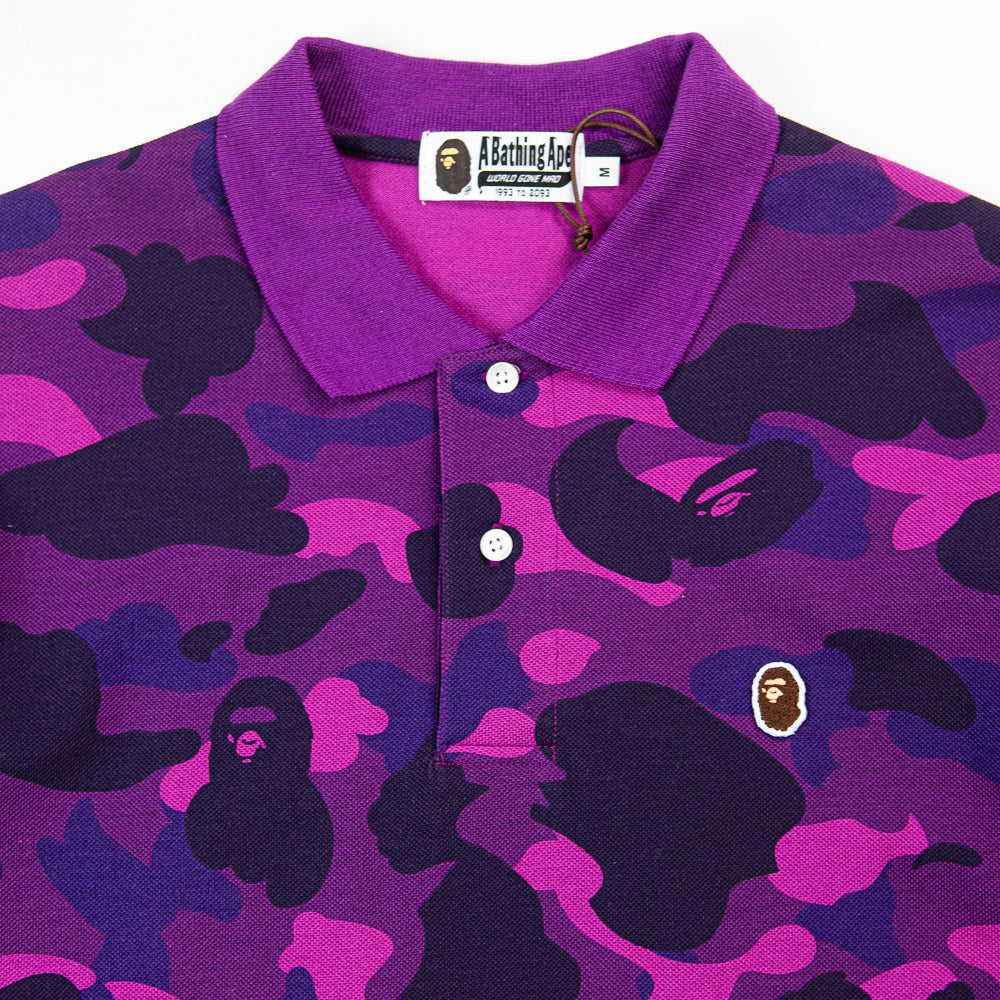 Ape Head One Point Relaxed Fit Polo (Purple Camo)