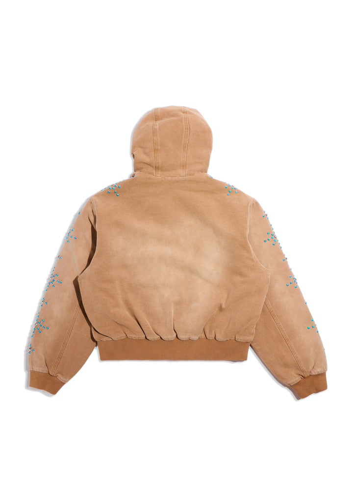 Turquoise Hooded Jacket (Light Brown)