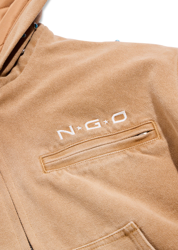 Turquoise Hooded Jacket (Light Brown)