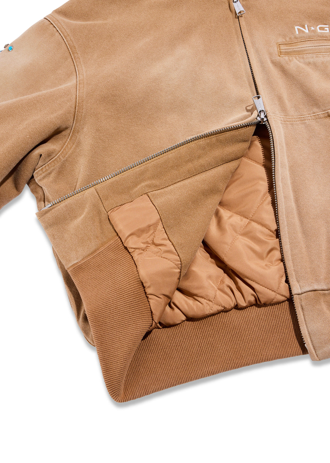 Turquoise Hooded Jacket (Light Brown)