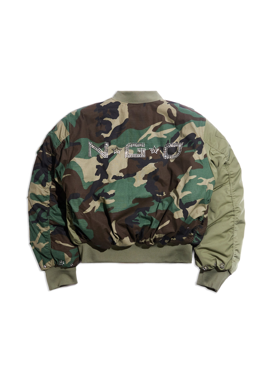 Studded Bomber Jacket (Olive)