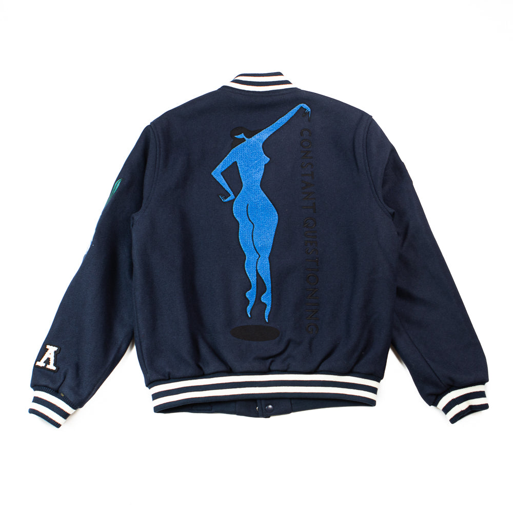 Run Sit & Bike Varsity Jacket (Navy Blue)